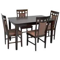 Обеденные стол со стульями Evelin HV-27V Прямоугольная / Дерево / Chocolate
