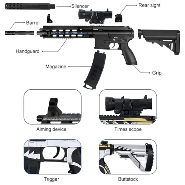 Игрушечный автомат ChiToys M416 703 14+ / Гелевые шарики / Черный photo 3 Игрушечный автомат ChiToys M416 703 14+ / Гелевые шарики / Черный photo 3