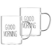 Set de cești Ardesto Good Morning 420 ml / Sticlă borosilicată / Transparent
