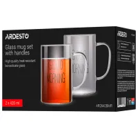 Set de cești Ardesto Good Morning 420 ml / Sticlă borosilicată / Transparent photo 8
