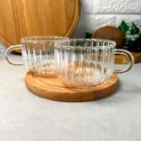 Set de cești Ardesto Iceberg 400 ml / Sticlă borosilicată / Transparent photo 4