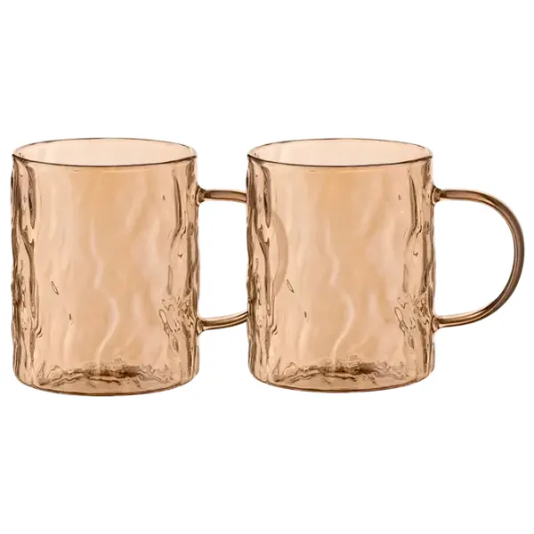 Set de cești Ardesto Shine 260 ml / Sticlă borosilicată / Auriu photo 1