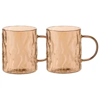 Set de cești Ardesto Shine 260 ml / Sticlă borosilicată / Auriu