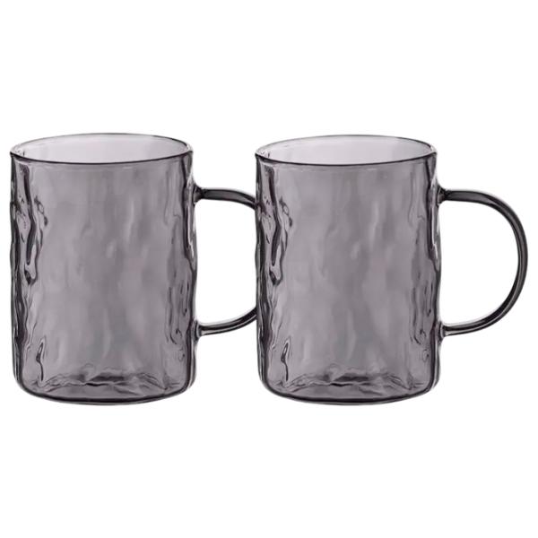 Set de cești Ardesto Shine 260 ml / Sticlă borosilicată / Gray photo 1