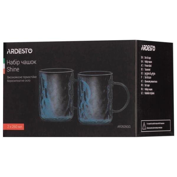 Set de cești Ardesto Shine 260 ml / Sticlă borosilicată / Gray photo 2