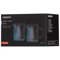 Set de cești Ardesto Shine 260 ml / Sticlă borosilicată / Gray photo 2