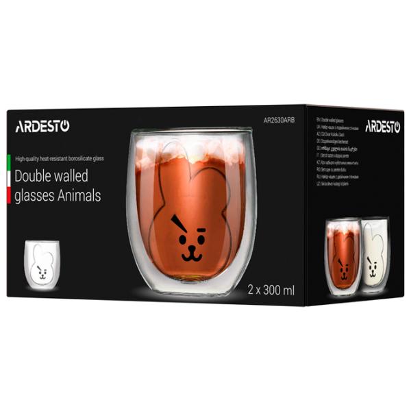 Set de cești Ardesto Animals 300 ml / Sticlă borosilicată / Transparent photo 5