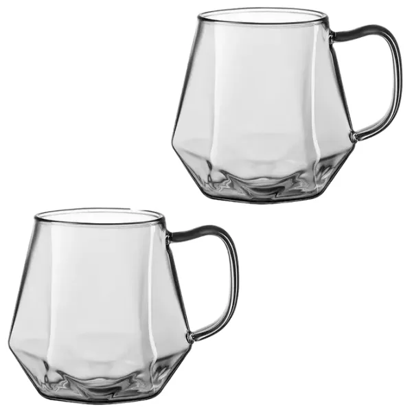 Set de cești Ardesto Graphite 300 ml / Sticlă borosilicată / Smoky clear photo 4