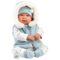 Păpușă Llorens Tino Recien Nacido Pelele Azul Con Capucha 84485 bebeluș / 3+