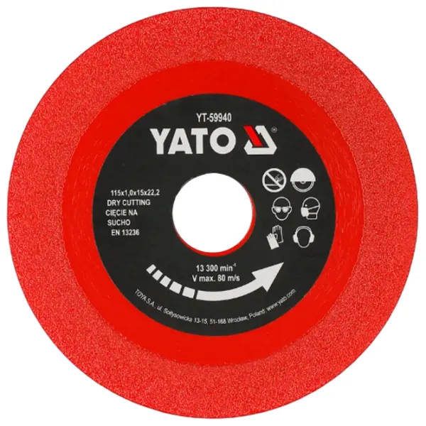 Диск алмазный сплошной Yato YT59940  photo 1