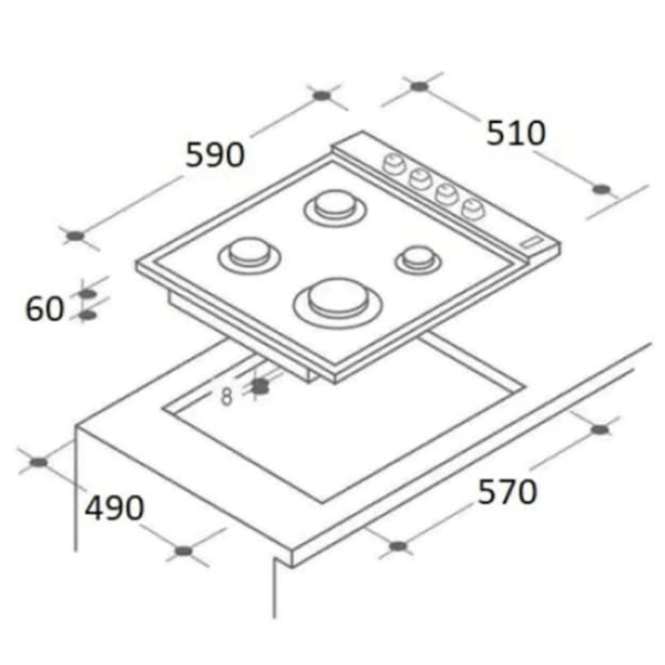 Газовая варочная панель HAUSBERG HB-563NG Эмалированная сталь / Черный photo 3