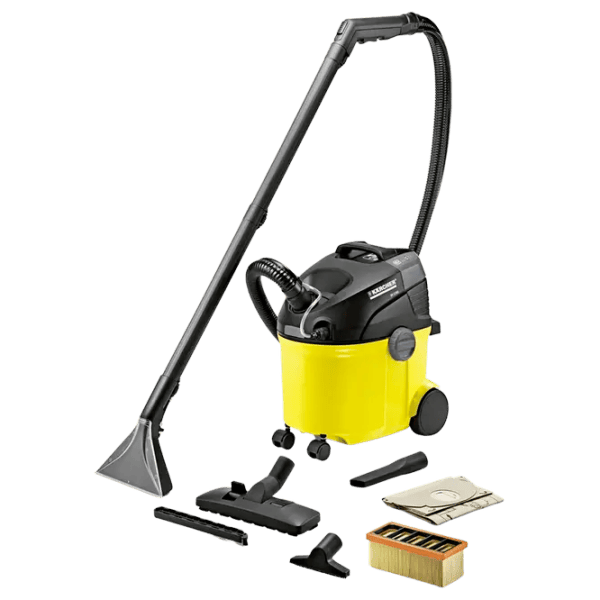 Моющий пылесос KARCHER SE5 1.081-200.01 + Чистящее средство RM 519 1400 Вт / Черный Желтый photo 1 Моющий пылесос KARCHER SE5 1.081-200.01 + Чистящее средство RM 519 1400 Вт / Черный Желтый photo 1