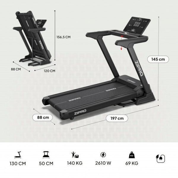 Bandă de alergat Zipro Sigma 20 km/h / 140 kg / Black photo 3 Bandă de alergat Zipro Sigma 20 km/h / 140 kg / Black photo 3