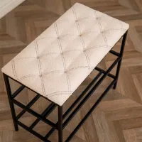 Etajeră pentru încălțăminte Nex Home Teddy 52 x 80 x 32 /Black /Light-Beige photo 4