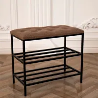 Etajeră pentru încălțăminte Nex Home Teddy 52 x 80 x 32 /Black /Brown photo 2