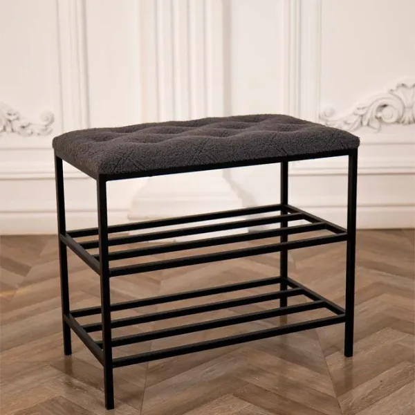 Стеллаж для обуви Nex Home Teddy 52 x 80 x 32см /Black /Тёмно-серый photo 2 Стеллаж для обуви Nex Home Teddy 52 x 80 x 32см /Black /Тёмно-серый photo 2