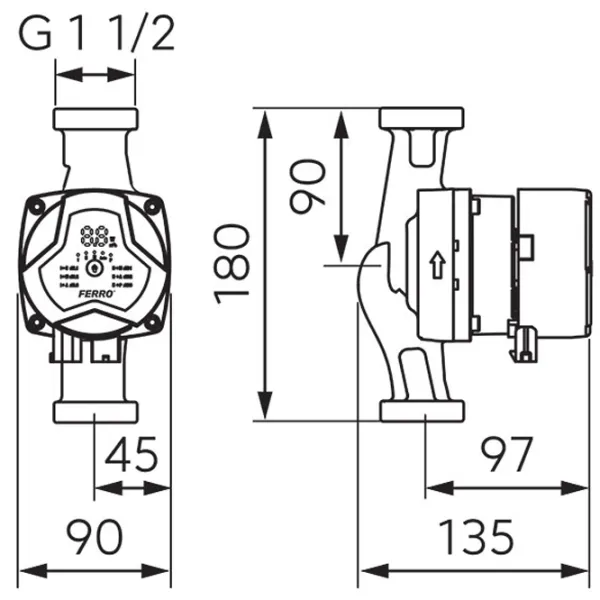 Циркуляционный насос Ferro GPA III 25-6 180 Металл / Красный photo 2