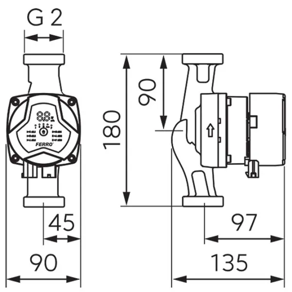 Pompă de circulație Ferro GPA III 32-7.5-180 Metal / Red photo 2