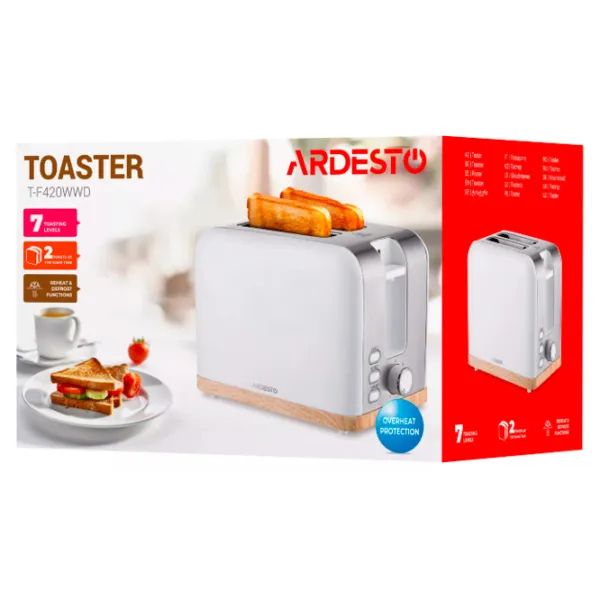 Toster Ardesto T-F420WWD Mecanic / 800 W / White photo 5