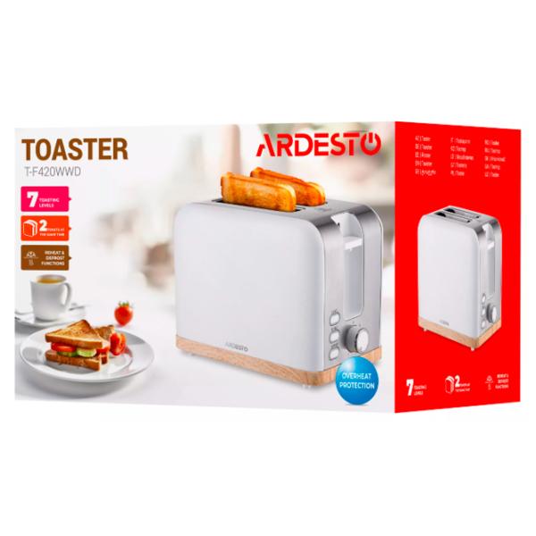 Toster Ardesto T-F420WWD Mecanic / 800 W / White photo 5