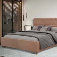 Кровать Crinela Malvina Modern Velluto 03 140 x 200 см / Фанера / Темно-бежевый photo 2