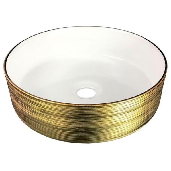 Lavoar Volle 13-40-222G Rotundă / Deasupra blatului / Gold White photo 1