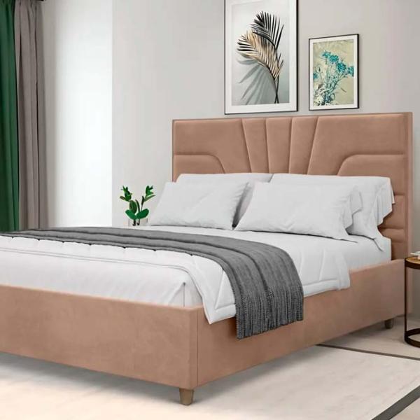 Кровать Crinela Oxana Modern Velluto 03 140 x 200 см / Фанера / Темно-бежевый photo 3