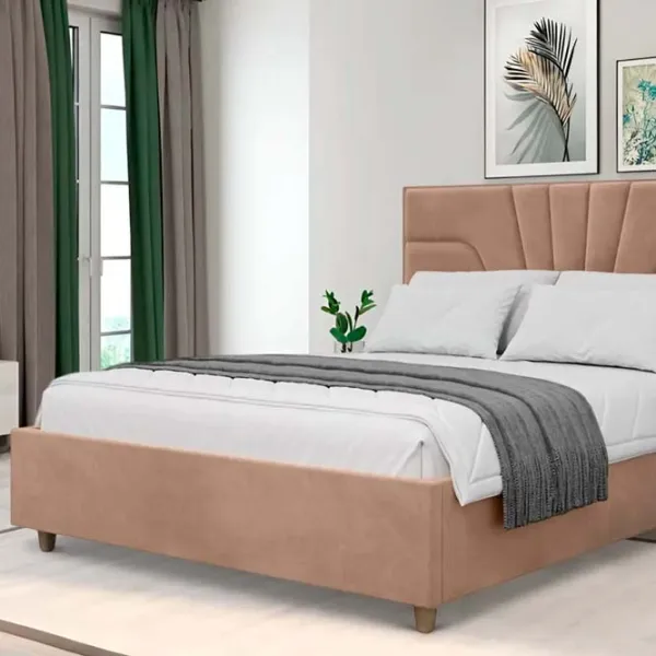 Кровать Crinela Oxana Modern Velluto 03 140 x 200 см / Фанера / Темно-бежевый photo 4