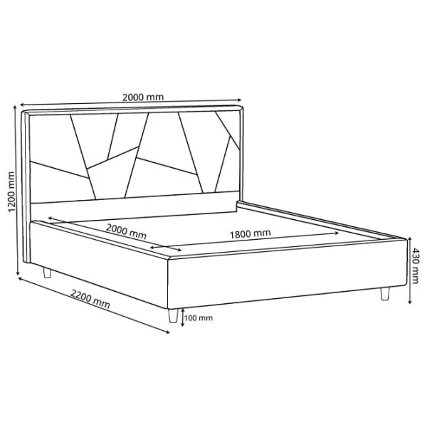 Кровать Crinela Seul Modern Velluto 02 180 x 200 см / Фанера / Бежевый photo 5