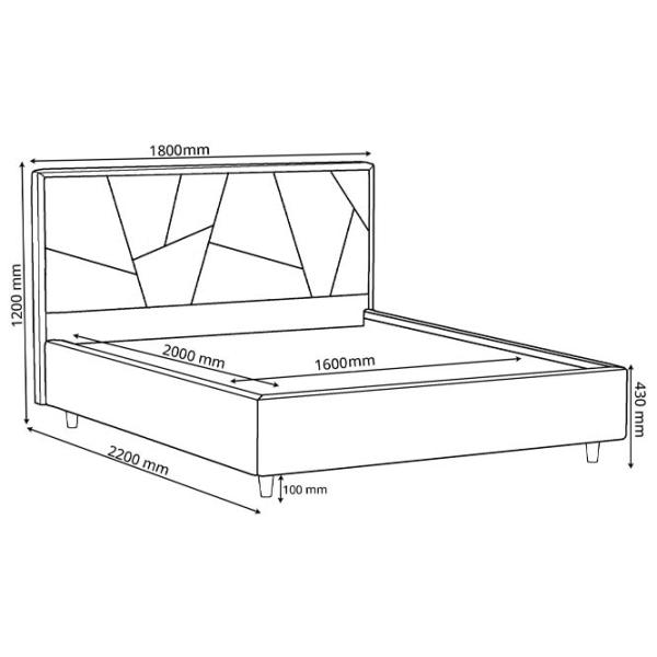 Кровать Crinela Seul Modern Velluto 03 160 x 200 см / Фанера / Темно-бежевый photo 5