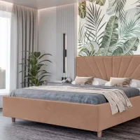 Кровать Crinela Sunny Modern Velluto 03 140 x 200 см / Фанера / Темно-бежевый photo 4