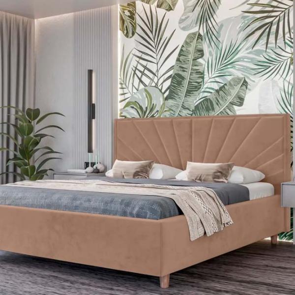 Кровать Crinela Sunny Modern Velluto 03 160 x 200 см / Фанера / Темно-бежевый photo 3