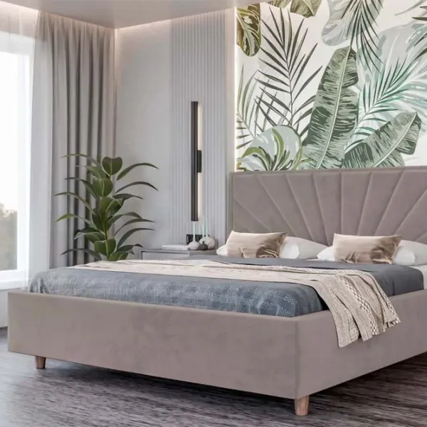 Кровать Crinela Sunny Modern Velluto 15 140 x 200 см / Фанера / Серебристо-серый photo 4