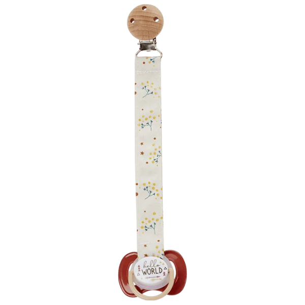 Clip pentru suzetă universal Premaman Flowers Unisex / 0 luni - / Latex / Beige photo 1