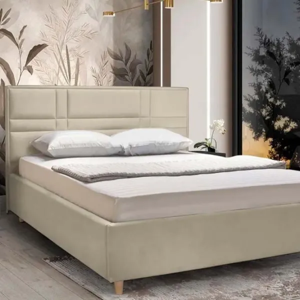 Кровать Crinela Lux Maria Laguna 08 160 x 200 см / Фанера / Серо-Бежевый photo 3