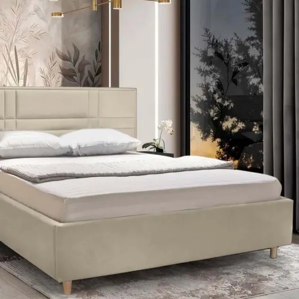 Кровать Crinela Lux Maria Laguna 08 160 x 200 см / Фанера / Серо-Бежевый photo 4