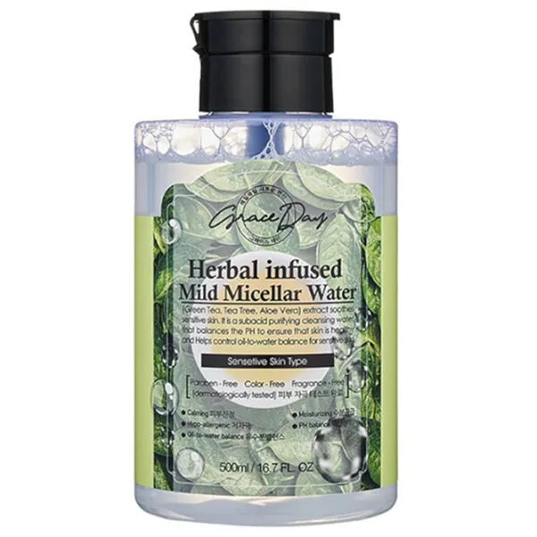 Loțiune demachiantă pentru ochi Grace Day Extract de plante Apă micelară / 0.5l photo 1