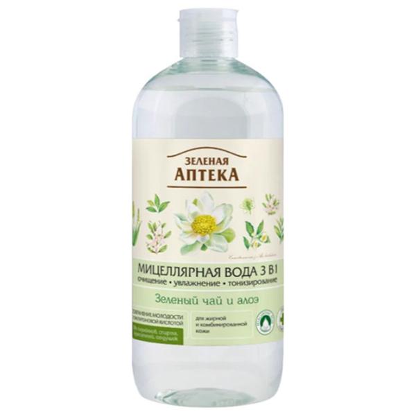 Loțiune demachiantă pentru ochi ЗЕЛЁНАЯ АПТЕКА Ceai verde&Aloe Apă micelară / 0.5l photo 1