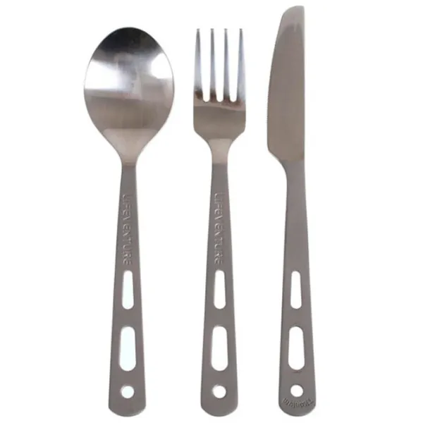 Кемпинговые столовые приборы Lifeventure Basic Knife Fork Spoon 3 / Титан photo 1