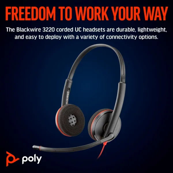 Căști Poly Blackwire 3320 Red Black Cu fir/ Personal photo 2