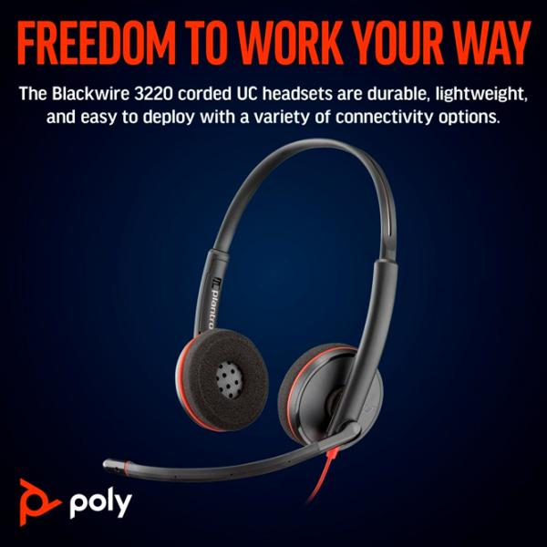 Căști Poly Blackwire 3320 Red Black Cu fir/ Personal photo 2