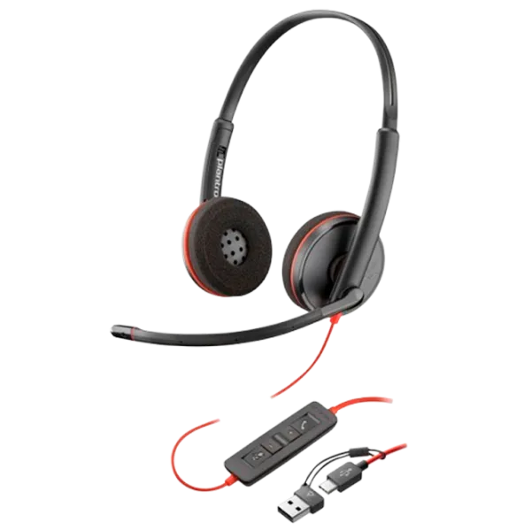 Căști Poly Blackwire 3320 Red Black Cu fir/ Personal photo 1