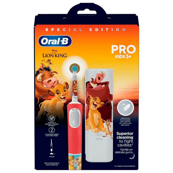 Periuță de dinți electrică Braun Vitality PRO Kids 3 Lion King 2D / White photo 3