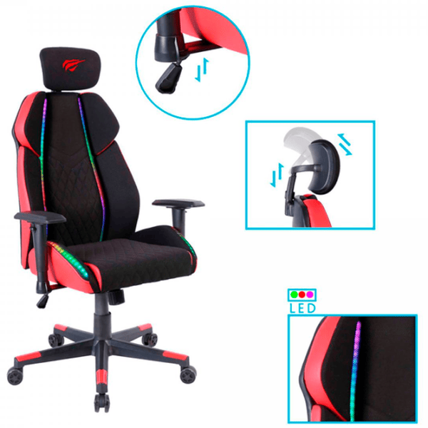 Scaun Gaming Havit GC938 Red Black photo 2