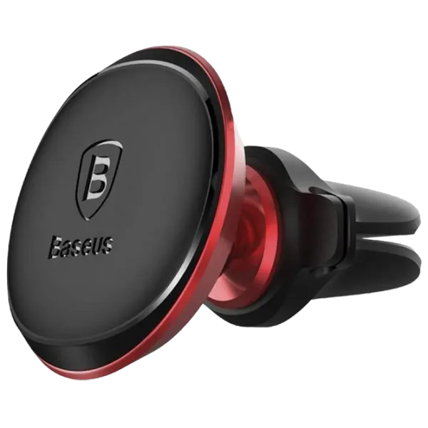 Suport pentru telefon Baseus Magnet Car Mount With Cable Clip Red photo 1