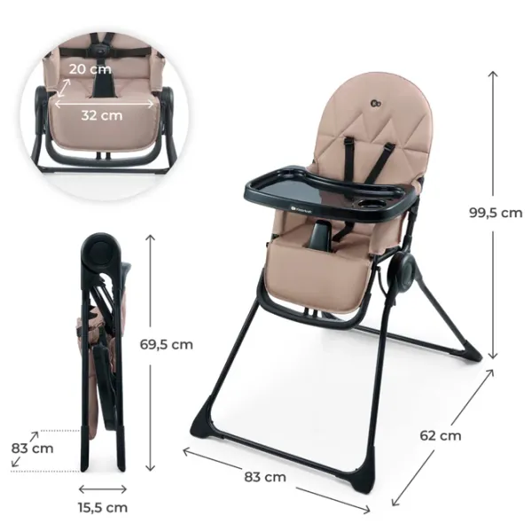 Scaun de masă KinderKraft Binci (KHBINC00BEG0000) / 6 luni / Beige  photo 7