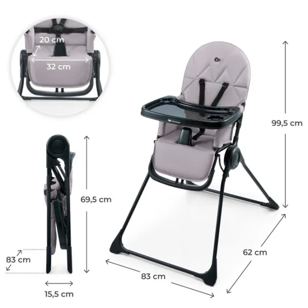Scaun de masă KinderKraft Binci (KHBINC00GRY0000) / 6 luni / Gray  photo 7
