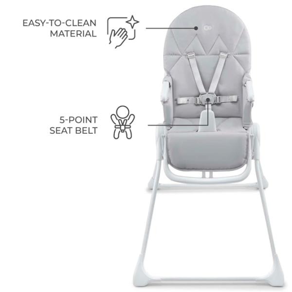 Scaun de masă KinderKraft Binci (KHBINC00LGR0000) / 6 luni / Light Grey  photo 4