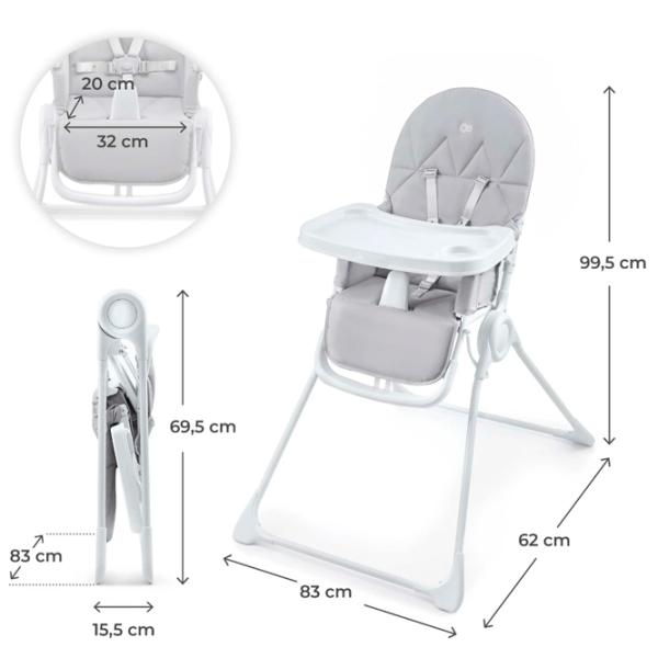 Scaun de masă KinderKraft Binci (KHBINC00LGR0000) / 6 luni / Light Grey  photo 7