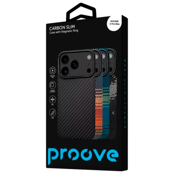 Husă pentru smartphone Apple iPhone 17 Pro Max Proove / MagSafe Back / TPU / Carbon Black photo 4